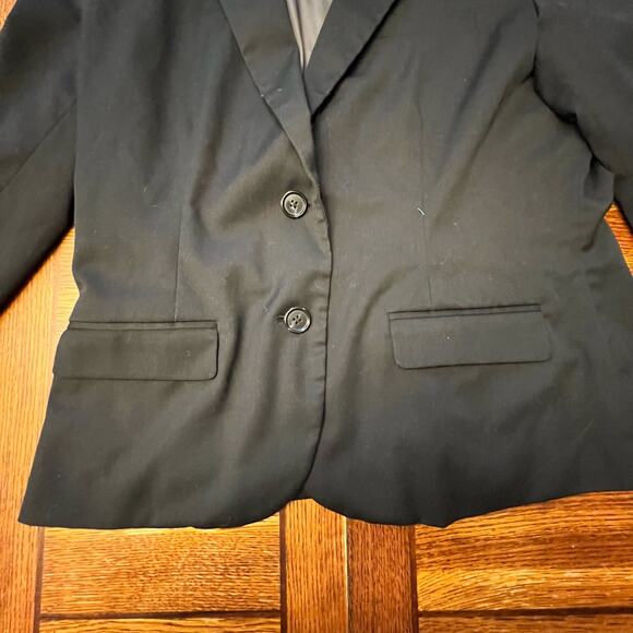 MERONA Black Button Up Blazer Striped Cuffs Size 14 - Picture 13 of 14